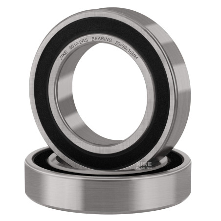 XiKe 2 Pièces 6010-2RS Roulements à billes à double étanchéité 50x80x16mm Acier au chrome et Pré-lubrifié, 6010RS Roulements à b