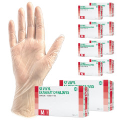 SF Gants vinyle taille M – 1000 (10х100) gants jetables, non poudrés, sans latex, usage médical, ménage, cuisine, tatouage et pr