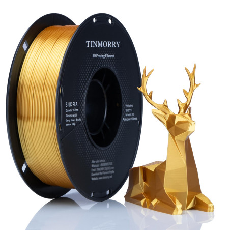 PLA Filament 1,75 mm, TINMORRY Imprimante 3D Filament, Matériaux d'impression 3D, 1 kg 1 Spool Silk Gold