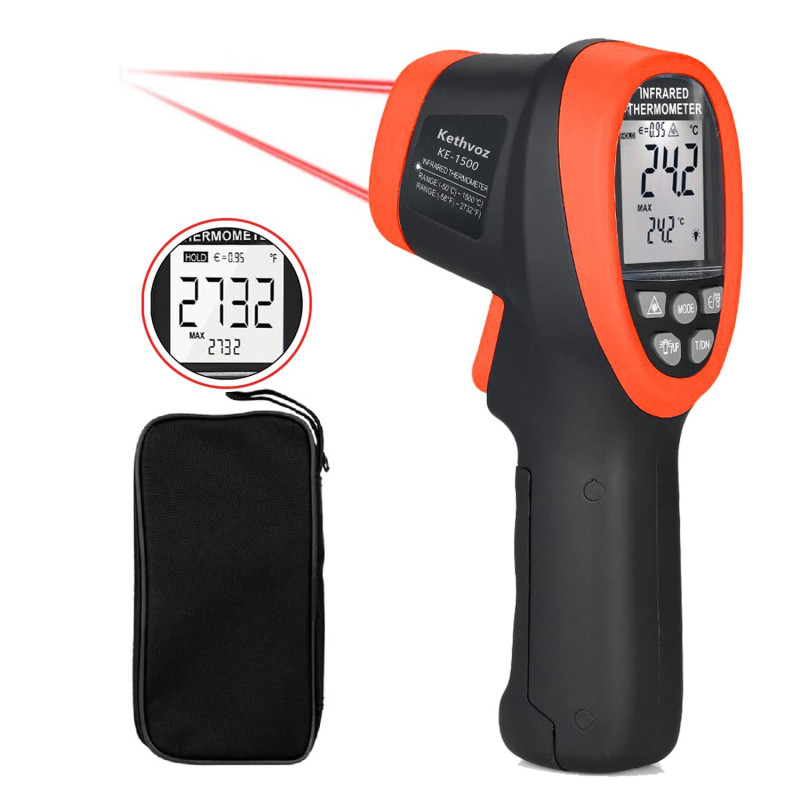 Kethvoz Thermomètre Laser Infrarouge Professionnel, Industriel Température Pistolet mesurer la Forge Temperature élevée -50℃ ~ 1