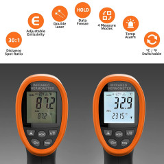 Kethvoz Thermomètre Laser Infrarouge Professionnel, Industriel Température Pistolet mesurer la Forge Temperature élevée -50℃ ~ 1