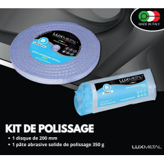 Lux Metal - Kit 1 Disques de Polissage de 200 mm et 1 Pâtes Abrasives de 350 gr - Parfaits pour polir des métaux tels que l'alum