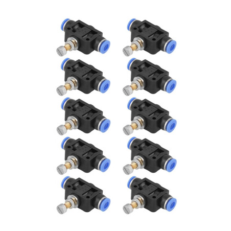 10 pcs Tuyau Papillon Push-in Régulateur de Vitesse Valve de Contrôle Pneumatique de Débit d'Air Connecteur de Vanne Raccord rap