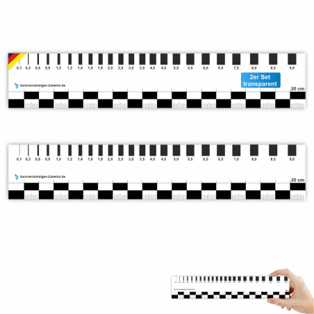 Sachverständigen-Zubehör® Témoin de fissure [Set de 2 transparent] Jauge [Règle 15 cm] Fissuromètre pour jauges fissure mur | Ou