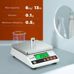 Bonvoisin Balance de Comptage 6000g/0.1g, Balance de Precision Industrielle Compteuse Electronique de Laboratoire pour Pièces Bi