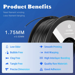 QIDI TECH Filament ABS Rapido 1.75mm, Filament Imprimante 3D ABS Bobine de 1kg (2.2lbs), Adapté à l'impression à Grande Vitesse,