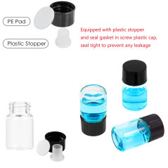 Fioles en verre de 2 ml avec bouchons à vis et bouchons en plastique, 1/2 Dram petites fioles d'échantillon de liquide transpare