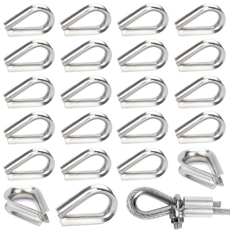 30 Pièces M6 Cosses de Câble Métallique en Acier Inoxydable 304 Cosse Coeur pour Cable Acier pour Câble Métallique 6mm