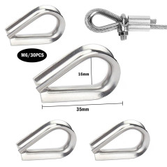 30 Pièces M6 Cosses de Câble Métallique en Acier Inoxydable 304 Cosse Coeur pour Cable Acier pour Câble Métallique 6mm