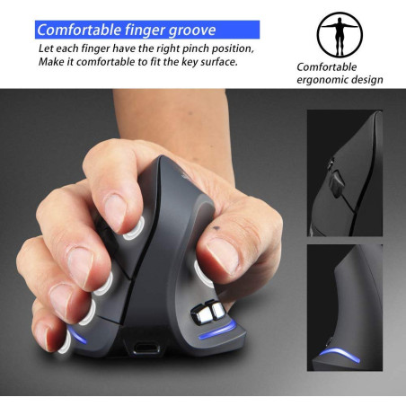 zelotes Souris sans fil USB LED sans fil - 2,4 GHz - 2400 DPI - Ergonomique - Pour ordinateur portable, PC, Mac - Rechargeable