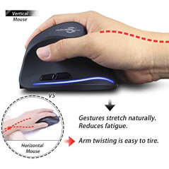 zelotes Souris sans fil USB LED sans fil - 2,4 GHz - 2400 DPI - Ergonomique - Pour ordinateur portable, PC, Mac - Rechargeable