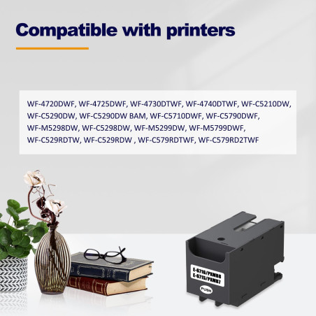 LAIPENG T6715 T6716 Boîte d'entretien d'encre C13T671500 C13T671600 Compatible pour Epson Workforce Pro WF-4720DWF WF-4725DWF WF