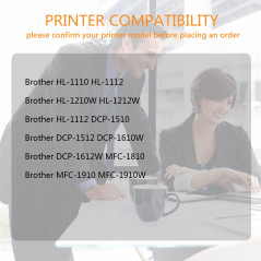 ZOOMTEC Compatible avec TN1050 Cartouche de Toner Laser Noir pour Brother HL-1110 HL-1112 HL-1210W HL-1212W DCP-1510 DCP-1512 DC
