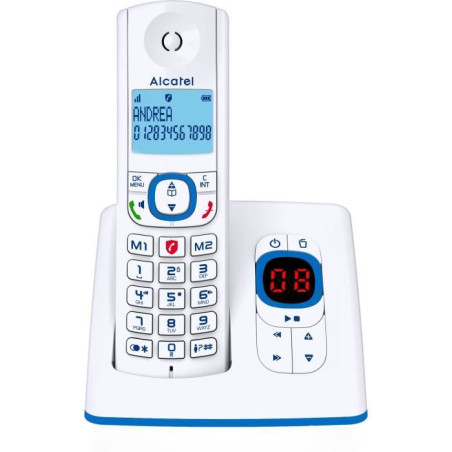 ALCATEL F530 Voice - Téléphone Fixe Sans Fil DECT Avec Répondeur - Grand Écran Rétroéclairé - Mains Libres - Fonction Blocage De