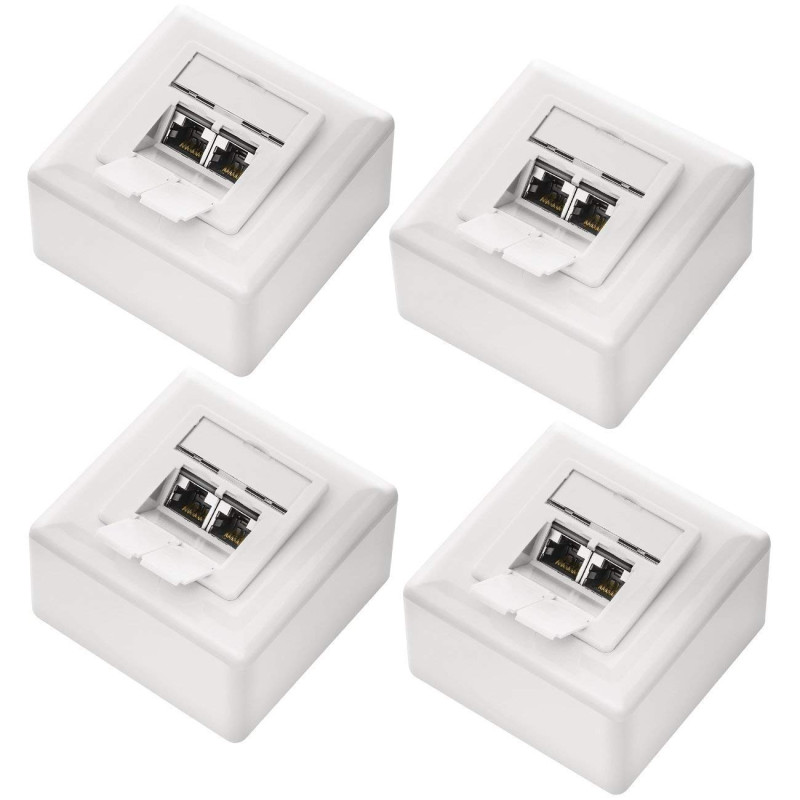 deleyCON 4x CAT 6a Universel Prise Réseau - 2x Port RJ45 - Blindé - Surface ou Affleurant - 10 Gigabit Ethernet Réseau - EIA/TIA deleyCON 4x CAT 6a Universel Prise Réseau - 2x Port RJ45 - Blindé - Surface ou Affleurant - 10 Gigabit Ethernet Réseau - EIA/TIA