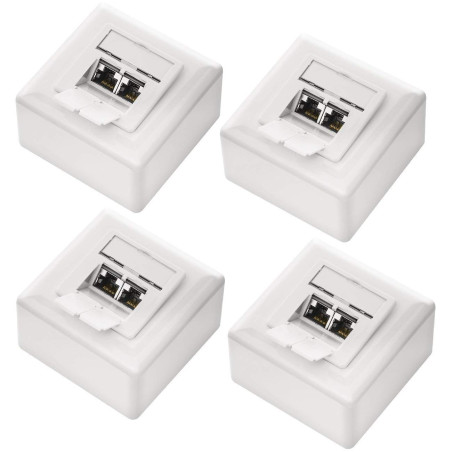 deleyCON 4x CAT 6a Universel Prise Réseau - 2x Port RJ45 - Blindé - Surface ou Affleurant - 10 Gigabit Ethernet Réseau - EIA/TIA