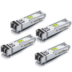 10Gtek 4-Pièces 1G SFP SX Multimode Module, 1000Base-SX LC Mini-Gbic, Compatible pour Cisco GLC-SX-MMD, Meraki, Ubiquiti UniFi U