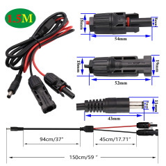 zdyCGTime Mâle et Femelle Solaire à DC5521mm Mâle Ligne d'extension,Adaptateur de d'extension pour Solaire et Voiture Cordon de
