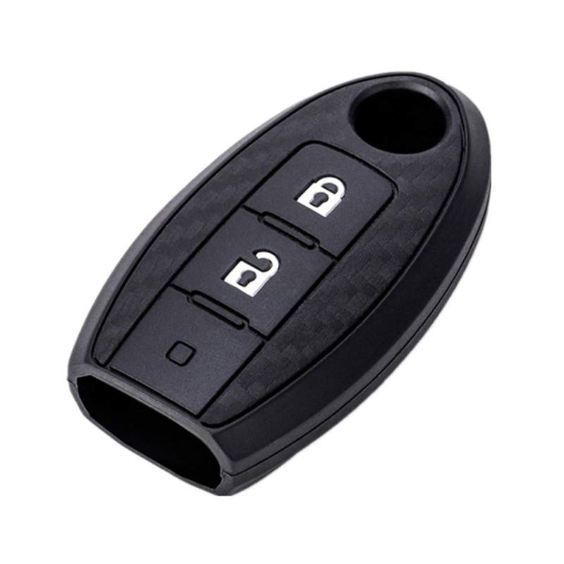 Happyit Clef de Voiture Couverture de Cas Souple en Fibre de Carbone Silicone pour Nissan Teana X-Trail Qashqai Livina Sylphy Ti