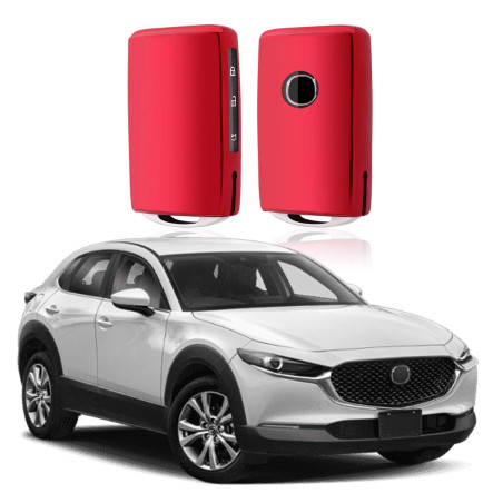 SHAOHAO Compatible avec Mazda3 CX-30 CX-5 CX-8 2019 2020 2021 2022 2023 2024 Coque de clé de Voiture en Silicone TPU Rouge