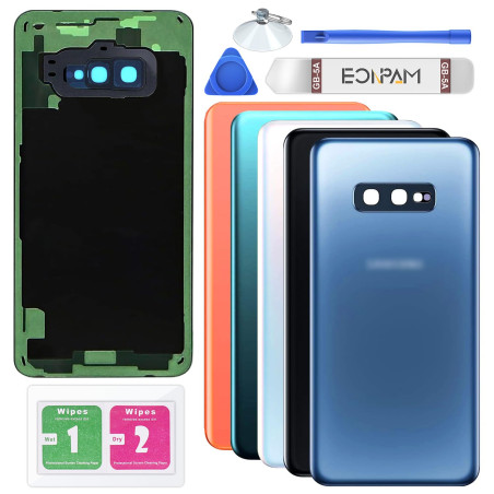 Eonpam Vitre Arrière pour Samsung Galaxy S10e G970 Origine Couvercle Batterie Remplacement avec Lentille de Caméra + Kit Réparat