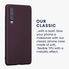 kwmobile Housse Compatible avec Huawei P30 Coque - Housse de téléphone Protection Souple en TPU - Bordeaux métallique