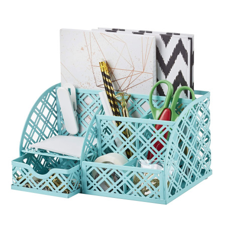 EXERZ Organiseur de bureau/Organiseur de bureau/Porte-stylo/Organisateur multifonction avec 7 compartiments (Turquoise F7)