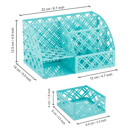 EXERZ Organiseur de bureau/Organiseur de bureau/Porte-stylo/Organisateur multifonction avec 7 compartiments (Turquoise F7)