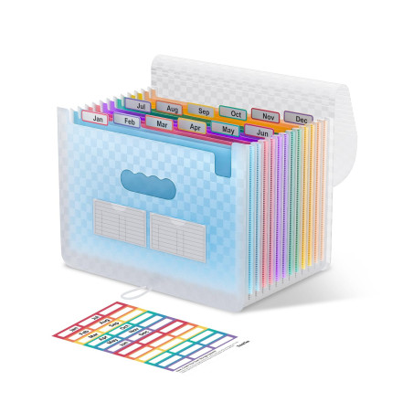 ThinkTex Trieur A4, 12 Compartiments Trieur Document, Rangement Papier Administratif, Range Document avec Intercalaire, Support