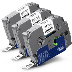 3x Labelwell Ruban Compatible pour Brother TZe-231 TZe231 TZ Tape 12mm 0.47 Etiqueteuse Cassette pour Brother P-Touch PT-H100lb
