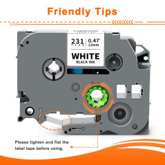 3x Labelwell Ruban Compatible pour Brother TZe-231 TZe231 TZ Tape 12mm 0.47 Etiqueteuse Cassette pour Brother P-Touch PT-H100lb 
