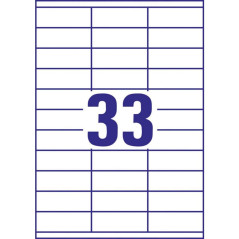 Avery 3300 Etiquettes Autocollantes Multi-usages (33 par Feuille) - 70x25,4mm - Impression Laser - Jet d'Encre - Blanc (3421)