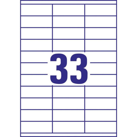 Avery 3300 Etiquettes Autocollantes Multi-usages (33 par Feuille) - 70x25,4mm - Impression Laser - Jet d'Encre - Blanc (3421)