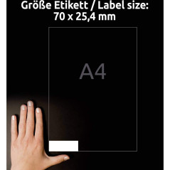 Avery 3300 Etiquettes Autocollantes Multi-usages (33 par Feuille) - 70x25,4mm - Impression Laser - Jet d'Encre - Blanc (3421)