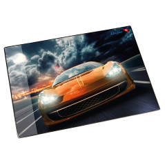 Läufer 46658 sous-main avec motif voiture de course, 40x53 cm, sous-main antidérapant pour des enfants avec une poche de côté tr