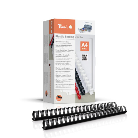 Peach PB432-02 Lot de 50 Peignes de reliure plastique Noir 32 mm 310 feuilles A4