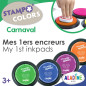 Aladine - 4 Encreurs Stampo Colors Carnaval - Encre pour Tampons Enfants - Taille XXL & Encre Lavable - Encreurs Géants Grand Fo Aladine - 4 Encreurs Stampo Colors Carnaval - Encre pour Tampons Enfants - Taille XXL & Encre Lavable - Encreurs Géants Grand Fo
