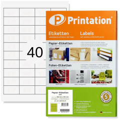 Printation Étiquettes Autocollantes 48,5 x 25,4 mm, 4000 Étiquettes d'Adresse, 40 Autocollant par Feuille, Feuille Autocollante 