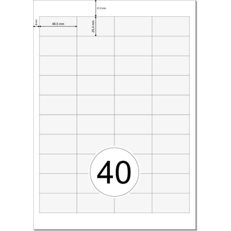 Printation Étiquettes Autocollantes 48,5 x 25,4 mm, 4000 Étiquettes d'Adresse, 40 Autocollant par Feuille, Feuille Autocollante 