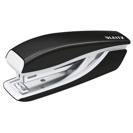 Leitz Mini-Agrafeuse, Capacité 10 Feuilles, Corps en Métal Ergonomique, Agrafes Incluses, WOW, 55281095 - Noir