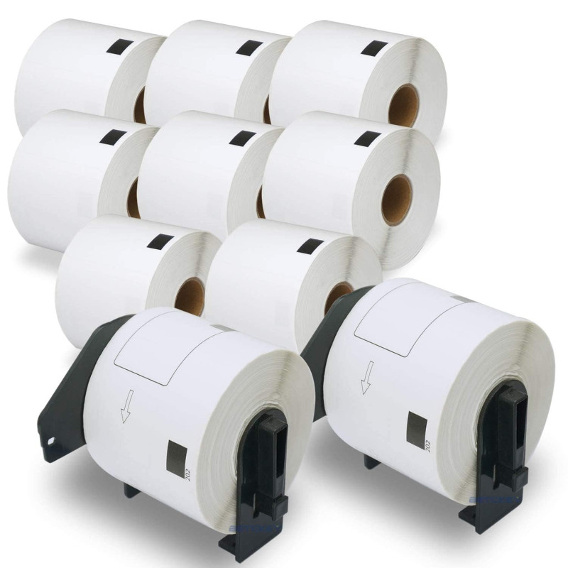 BETCKEY - 10 Rouleaux DK-11202 Étiquettes de Transport Compatible avec Brother, 62mm x 100mm, 3000 Étiquettes pour Imprimantes d BETCKEY - 10 Rouleaux DK-11202 Étiquettes de Transport Compatible avec Brother, 62mm x 100mm, 3000 Étiquettes pour Imprimantes d