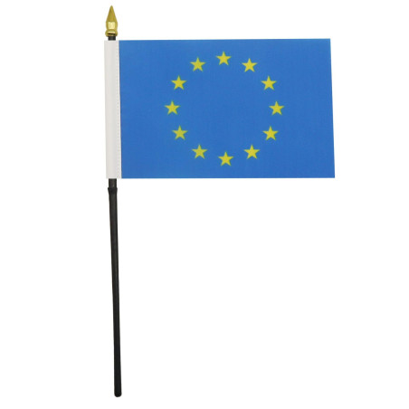 AZ FLAG - Mini Drapeau Europe De Table - 15x10 cm - Drapeau Européen De Bureau 100% Polyester Avec Hampe Pointe Dorée 25cm