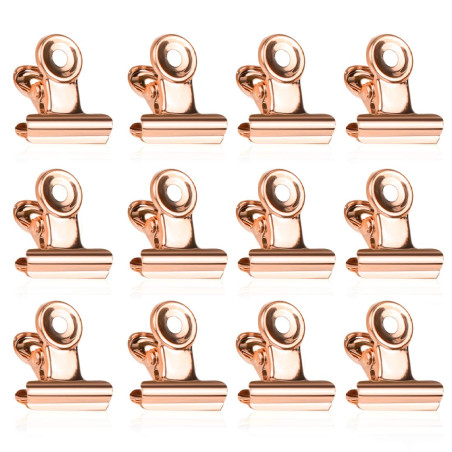 Petits Trombones de Bouledogue, 50pcs Bulldog Trombones, 22mm Pinces de Papier, Or Rose Metal Binder Clips pour Photos, Food Sna