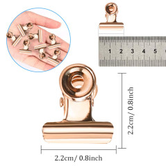 Petits Trombones de Bouledogue, 50pcs Bulldog Trombones, 22mm Pinces de Papier, Or Rose Metal Binder Clips pour Photos, Food Sna