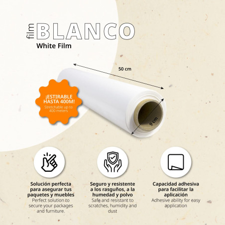 Film d'emballage étirable, film plastique blanc pour l'emballage, rouleau de protection en plastique pour l'expédition, rouleau