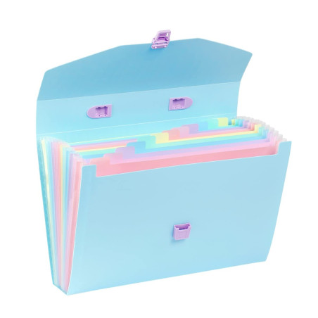 Viquel - Trieur Valisette A4 avec 12 Compartiments Rainbow Pastel Bleu