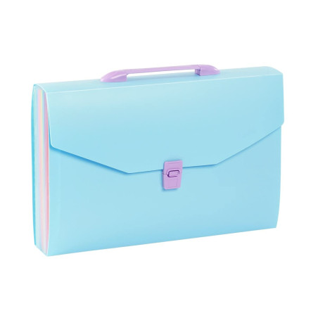 Viquel - Trieur Valisette A4 avec 12 Compartiments Rainbow Pastel Bleu