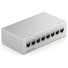 deleyCON Panneau de Brassage 8 Ports Kit Panneau de Distribution 1U + 8x RJ45 Modules Keystone Jack STP CAT6a Compatibles avec C