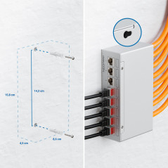 deleyCON Panneau de Brassage 8 Ports Kit Panneau de Distribution 1U + 8x RJ45 Modules Keystone Jack STP CAT6a Compatibles avec C