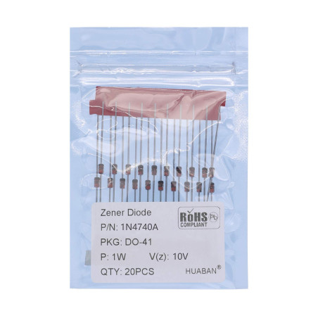 HUABAN 100PCS 1N4740A 1N4740 Diode Zener de puissance planaire en silicium 1W 10V DO-41 (DO-204AL) Axial Diodes 1 Watt 10 Volt